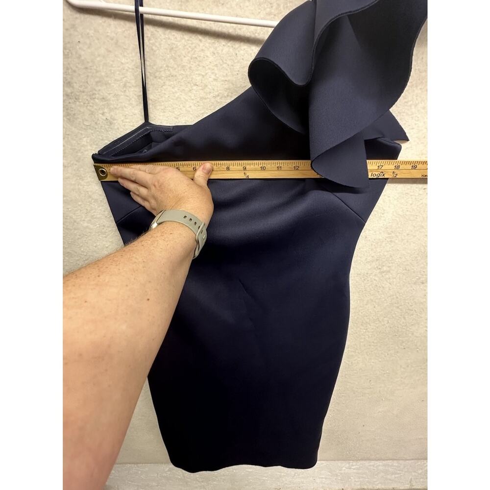 Eliza J Womens Size 12 One Shoulder Scuba Cocktail Dress with Ruffle Sleeve - Picture 7 of 12